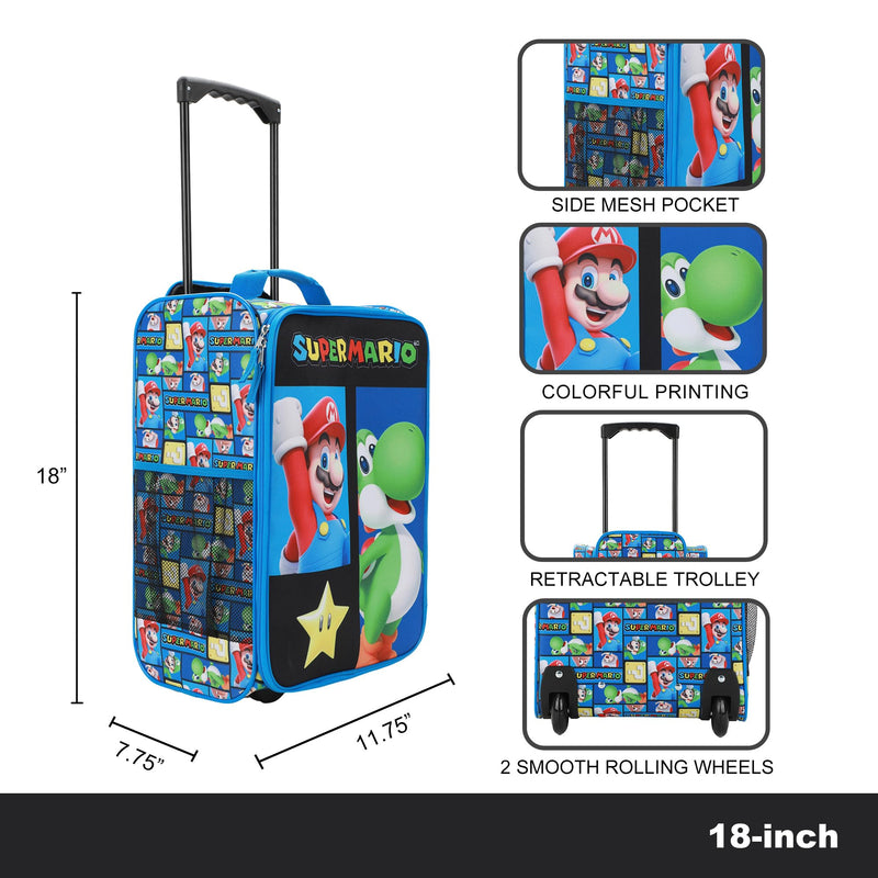 Bioworld Super Mario Bros Mario & Yoshi Blue 18in Pilot Case