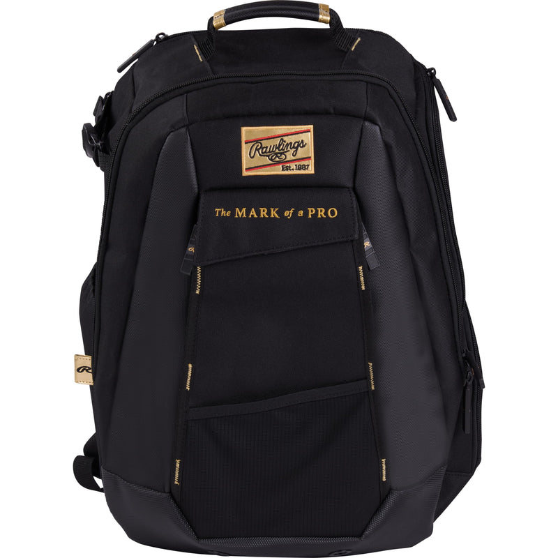 Rawlings | GOLD COLLECTION Backpack | Coach / Player Off-Field Use | Laptop Sleeve | Black