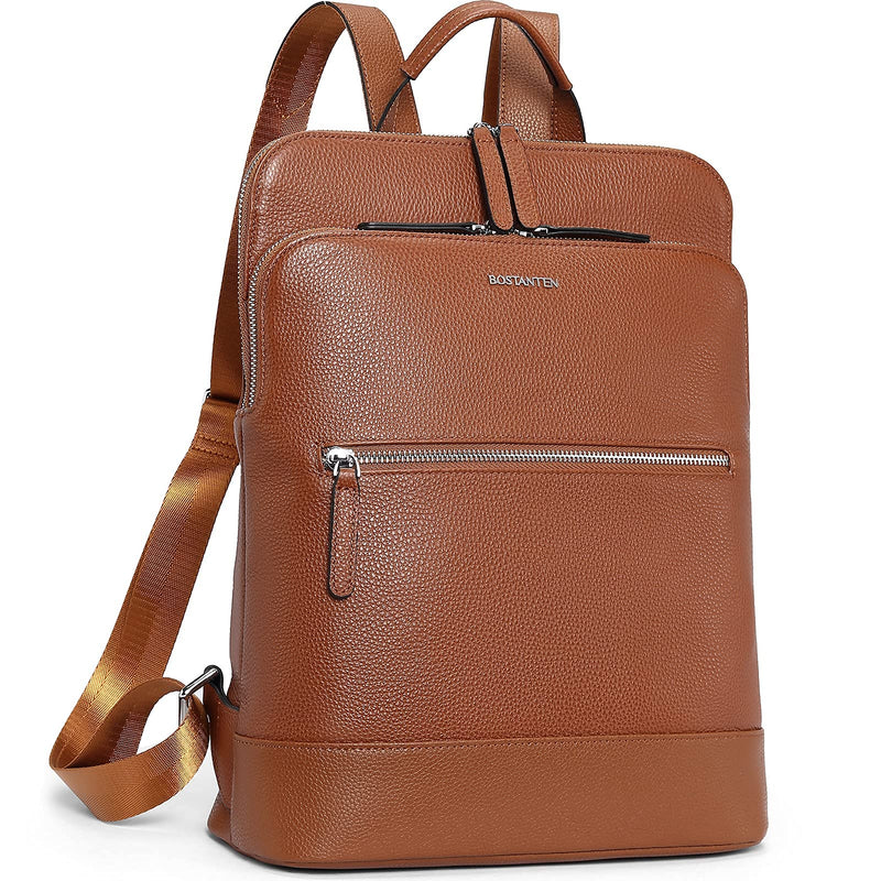 BOSTANTEN Genuine Leather Laptop Backpack Purse for Women Backpack Travel Bag Brown