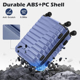 Coolife Luggage Sets, 3 Piece Hard Shell Suitcase Set with Spinner Wheels, Expandable Large Checked Luggage, Lightweight Rolling Carry On with TSA Lock Blue