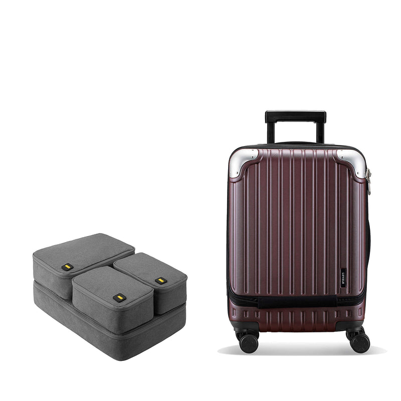 LEVEL8 Grace Expandable 20" Carry-On Luggage with 4 PC Organizer Packing Cubes - Red, Carry-On 20-Inch