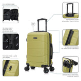 DUKAP SENSE Hardside Luggage with Spinner Wheels | 20 in Durable Lightweight Carry on Suitcase for Travel | Zipper Clouser Suit Case with Gel Handles and Trolley | Green