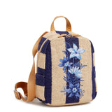 Mini Straw Backpack, Navy Stripe Straw, One Size | Backpacks4Less