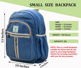 KayJayStyles Small Lightweight Daypack Backpack Handmade Himalayan Hemp Travel, Hiking, Purse (Denim Blue)