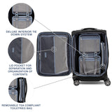 Travelpro Platinum Elite Softside Expandable Carry on Luggage, 8 Wheel Spinner Suitcase, USB Port, Laptop and Tablet Sleeves, Men and Women, Shadow Black, Carry On 20-Inch