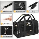 Soft-Sided Cat/Dog/Pet Carrier, Collapsible Pets Travel Carriers for Big Cats/Small Dogs with Shoulder Strap & Removable Mat, Mesh Puppy Carry Bag, Up to 16 Lbs, TSA Airline Approved(Black)