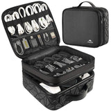 MATEIN Cable Organizer Bag, Waterproof Travel Electronic Storage, Shockproof Portable Double Layer Tech Bags Carrying Case for Cord, Earbuds, Charger, SD Card, DJ Gifts, Black