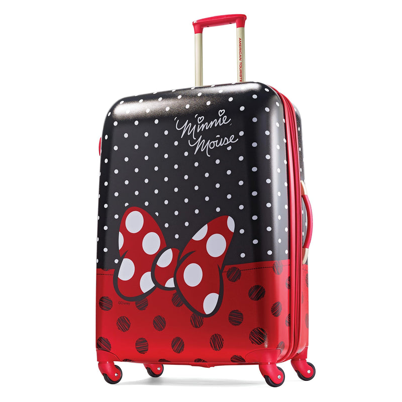 American Tourister Disney Hardside Luggage With Spinner Wheels, Minnie Mouse Red Bow, Checked-Large 28-Inch