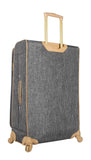Nicole Miller New York Designer Luggage Collection - Large 28 Inch Expandable Softside Suitcase - Lightweight Checked Bag With 4-Rolling Spinner Wheels (Paige Silver)