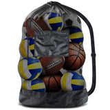 BROTOU Thickened Extra Large Sports Ball Bag Mesh Socce Ball Bag Heavy Duty Drawstring Bags Team Work for Holding Basketball, Volleyball, Baseball, Swimming Gear with Shoulder Strap (24” x 36”)