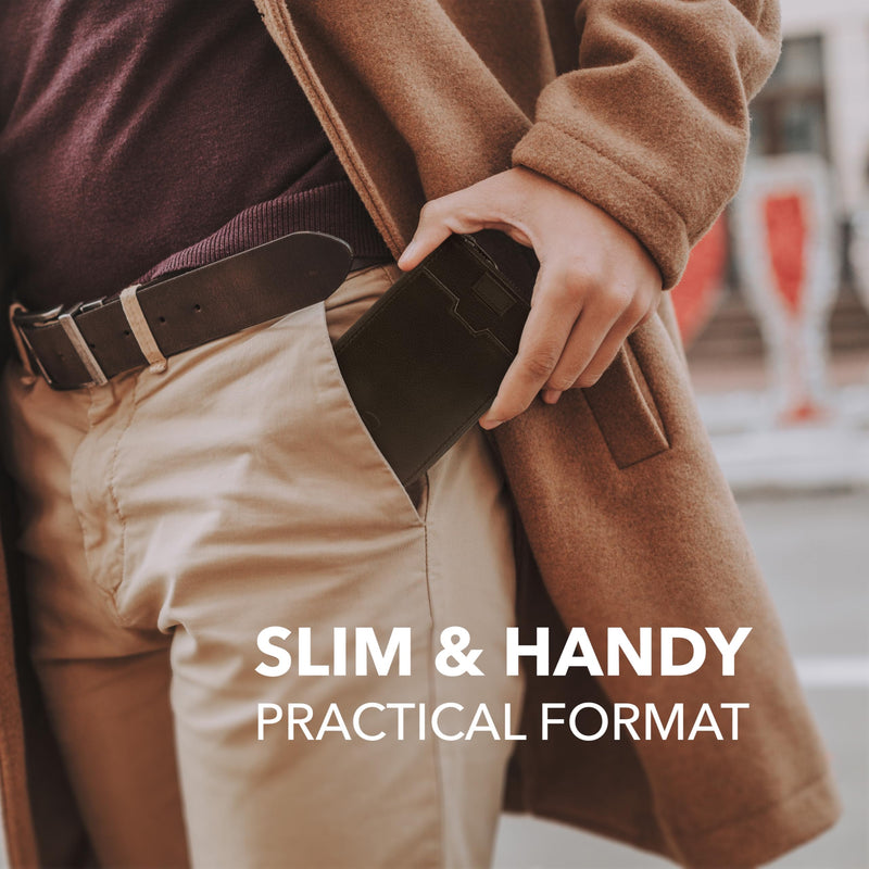 Vaultskin Slim Minimalsit RFID Blocking Wallet for Men - Leather Zipper Wallets for Men and Women with Coin Pocket, Card Holder & Front Pocket, Ideal Gift (Black, Notting Hill)