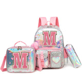 Meetbelify Backpack for Girls Backpacks with Lunch Box Pencil Case for Elementary Student Kids School Travel Bag for Girls Ages 6-8 Years Old Pink M