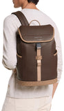 Michael Kors Men's Hudson Slim Flap Backpack, Brown Multi, One Size