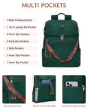 SYTRAH Leather Laptop Backpack for Women Designer Laptop Bag, 16.5 inch Travel Computer Backpacks Purse with Tassel for Work Business with Satchel Purse Green