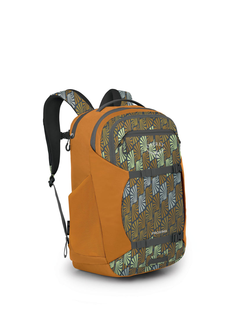 Osprey Proxima 30L Campus Laptop Backpack - Organized Everyday Pack with Tech Storage, Bottle Pockets, and Comfortable Carry - Perfect for College, Commute, and Travel, Kazuma Print/Toffee Orange