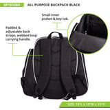 Champion Sports 600 Denier® Deluxe Top Loading All Purpose Backpack with Inner & Outer Pockets - Adjustable Straps & Carry Handle - 19"Lx18"Wx10"H - Black
