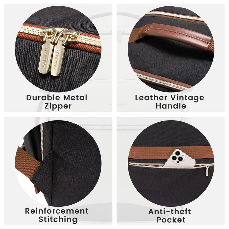 LOVEVOOK 40L Large Travel Backpack for Women Men, 17 Inch Carry on Backpack for Traveling on Airplane, Personal Item Bag Airline Approved, Business Causal Weekender Backpack, Black-Brown