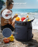 TOURIT 38 Cans Backpack Cooler: Leak Proof Waterproof 2 Insulated Compartments Soft Cooler Bag Beach Travel Camping Picnic Black