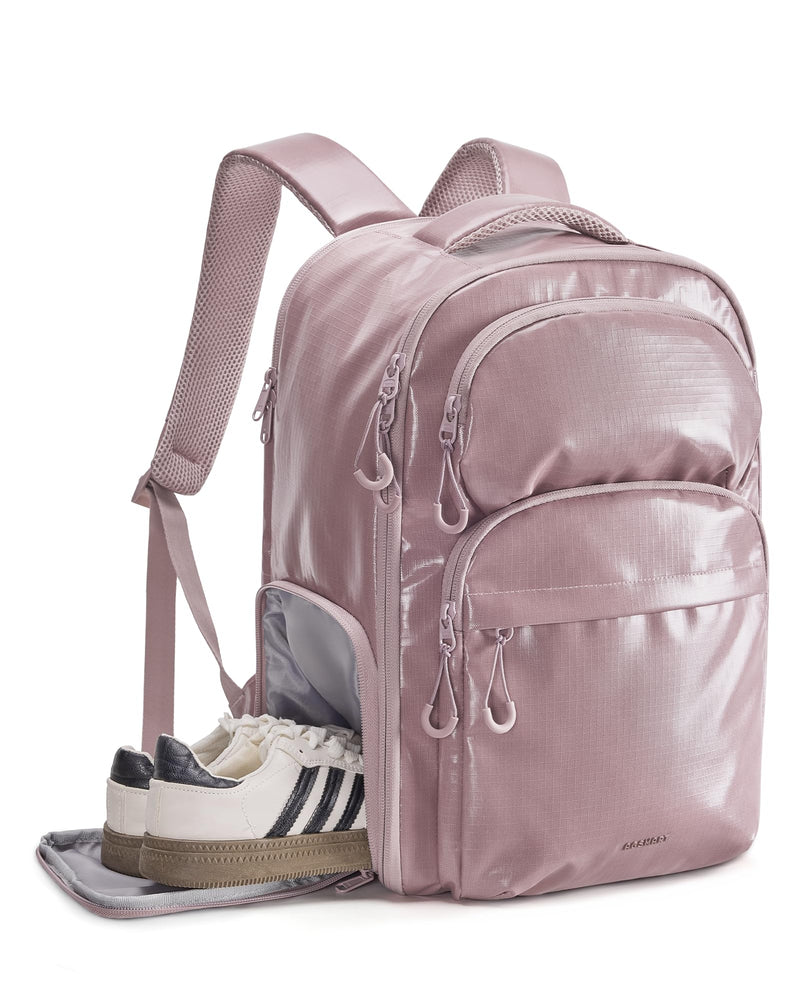 BAGSMART 30L Travel Backpack, 15.6 Inch Carry On Backpack Flight Approved, Water Resistant Weekender Bag Daypack, Rose Purple