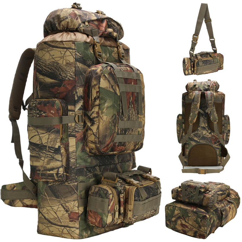 HongXingHai 100L Camping Hiking Backpack,Molle military Tactical rucksack backpack,Waterproof Lightweight Hiking Backpack (Maple Leaf)