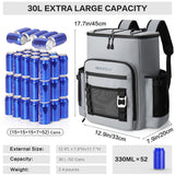 Hulongo Large 52cans Waterproof Insulated Cooler Backpack for Men & Women, Leak Proof Backpack Cooler, Soft, 8Gal (Grey)