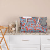 Household Essentials Large Canvas Utility Tote Bag with Handles | Collapsible Storage Basket for Laundry, Groceries, College, Beach, Car & More | Water-Resistant Lining | 11"x22"x13"