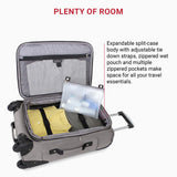 SwissGear Sion Softside Expandable Luggage – Carry-On Suitcase with 360 Degree Wheels & Retractable Handle – 21 Inch, Perfect for 1-3 Night Trips – Pewter