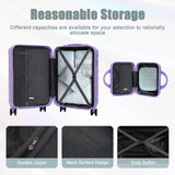 Luxebough Gradient Color Suitcase 2-Piece Set, 20" Rotating Wheel Suitcase with 14" Cosmetic Case, Lightweight Durable Hardshell Luggage with 360° Spinner Wheels for Travel, Women & Girls (Purple)