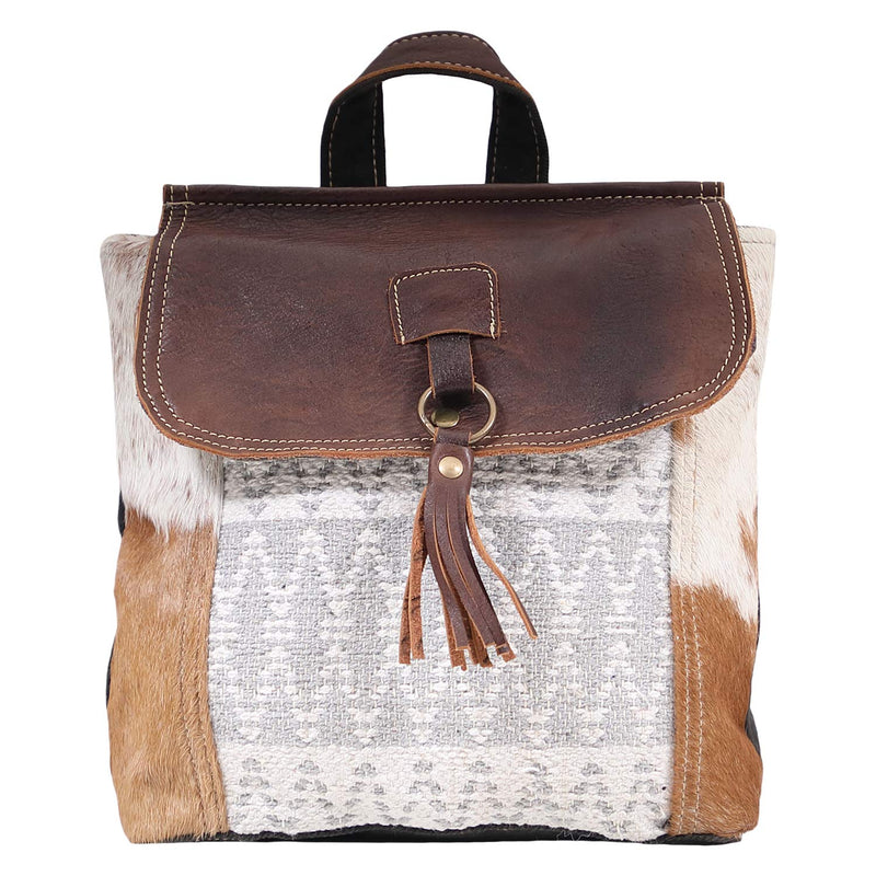Myra Bag Hanging Buckle Aztec Purse for Women - Canvas Backpack Bag with Real Leather Detailing, Boho Handbags for Women with Cute Diamond Aztec Print, Casual Western Purse for Work, College