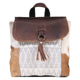 Myra Bag Hanging Buckle Aztec Purse for Women - Canvas Backpack Bag with Real Leather Detailing, Boho Handbags for Women with Cute Diamond Aztec Print, Casual Western Purse for Work, College