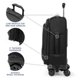Travelpro Crew Classic Lightweight Softside Expandable Carry on Luggage, 8 Wheel Spinner Suitcase, Men and Women, Compact Carry On 20-Inch, Black
