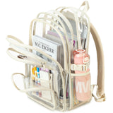 abshoo Large Heavy Duty Girls Clear Backpack for School Bookbag Transparent Multi Pocket Backpacks for Women (Beige)