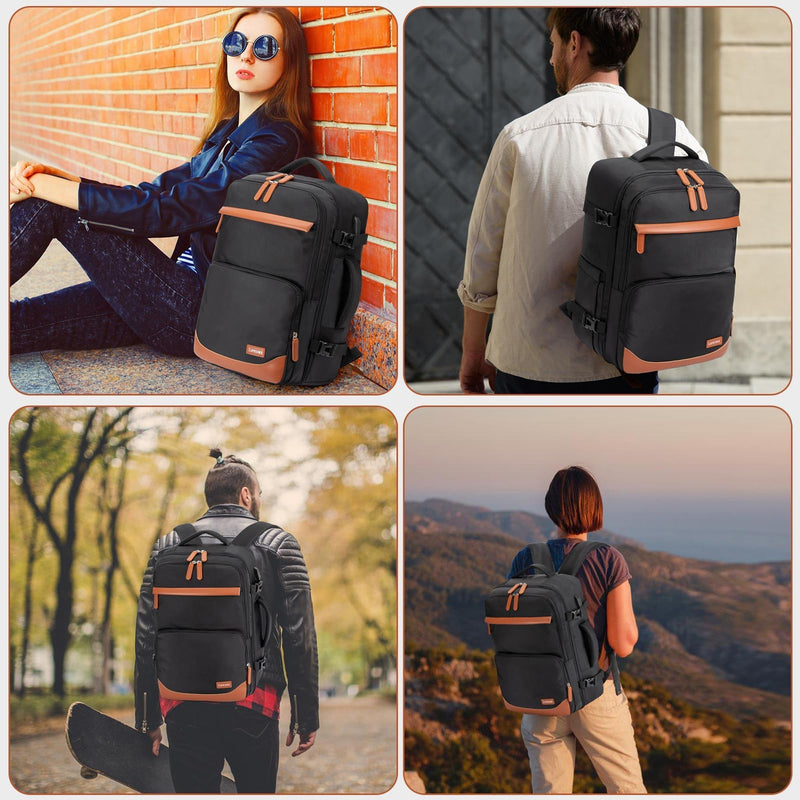 Velaybor 40L Travel Backpack with USB Charging Port, Water-Resistant Carry On Backpack for Men Women, Business Laptop Backpack for Trips & Commutes, Fits 15.6/17.3 Inch Laptop