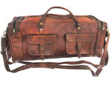 KK's 30 Inch Real Goat Vintage Leather Large Travel Duffel Luggage Handmade, Gym, Hiking vintage brown Holdall Carry All Genuine Duffel Bag, Size 30" Inch