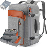 Lumesner Carry on Travel Backpacks, Extra Large 40L Flight Approved Bag for Men & Women,Expandable Suitcase Backpack With 4 Packing Cubes,Water Resistant Luggage Daypack Business Weekender Bag, Grey
