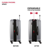 SwissGear 3750 Hardside Luggage with Spinner Wheels, Silver, Checked-Medium 23-Inch