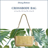 Tommy Bahama Flap Crossbody Bag, Women's Mini Handbag with Woven Design and Adjustable Shoulder Strap, Tan