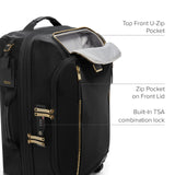 TUMI - Voyageur Leger 4 Wheeled Luggage - Women's Lightweight and Spacious, Sleek Silhouette, Durable Premium Suitcase - 21.8" International Expandable Carry-On, Black with Gold Hardware