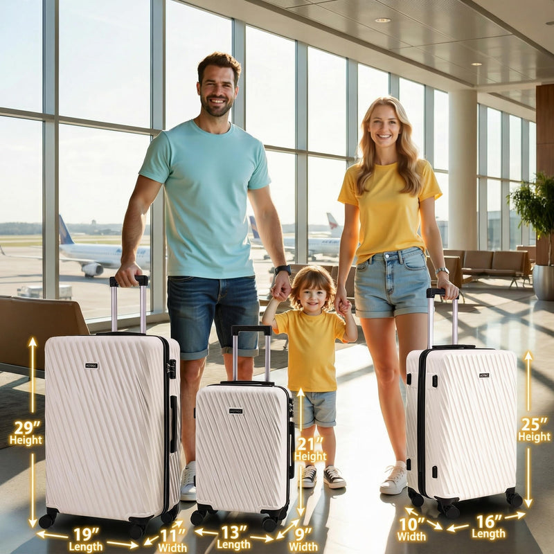 Hoteel Luggage Sets 3 Piece Hardside, 4-Year Warranty, Luggage Set with Spinner Wheels, TSA Lock, Wet/Dry Separation Compartment, Lightweight Carry on Luggage, 20"/24"/28" Suitcase, Beige