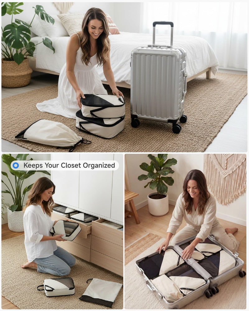 LUGGEX Zipperless Carry On Luggage and 4 Set Packing Cubes Bundle – Travel Essentials
