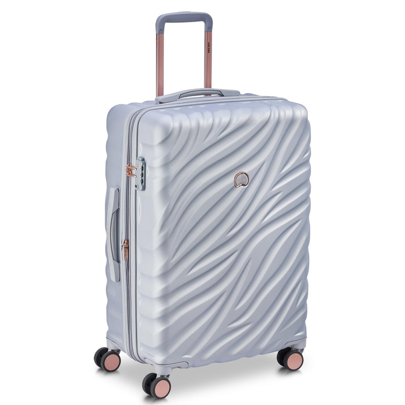 DELSEY PARIS Alexis Durable Luggage, Expandable Lightweight 4-Wheel Spinner, Easy Grip Handles for Smooth Mobility, TSA-Lock Incorporated, Men and Women, Platinum/Rose Gold, Check-In 25-Inch