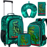 AGSDON 5 Piece Kids Luggage Set for Boys, Cute Rolling Wheels Suitcase for Toddler, Children Travel Carry on Suitcase-Dinosaur