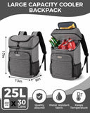 BAGLHER Cooler Backpack 30 Cans, Leakproof Waterproof Cooler Bag with 5 Reusable Ice Pack for Camping, Beach, Hiking, Grey