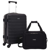 Wrangler Smart Luggage Set with Cup Holder, USB Port and Phone Holder, Black, 2 Piece Set