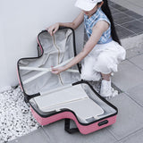 Wufuuoa 20 Inch Kids Carry-On Trolley, Pink Suitcase with Wheels Impact Resistant Rolling Children Travel Luggage with Seat and Safety Belt Small Suitcase for Unisex Boys Girls ABS+PC (Pink)