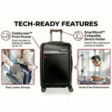 Ricardo Beverly Hills Brentwood Hardside Luggage Collection – Expandable Suitcases with Wheels and TSA Lock, 21" Front Open Carry-on with Smartstand, Onyx