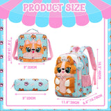 Meetbelify Kids Backpacks for Girls School Backpack with Lunch Bag Pencil Case for Elementary Student 3D Carton Plush Kids Travel School Bag for Girls Ages 6-8 Years Old