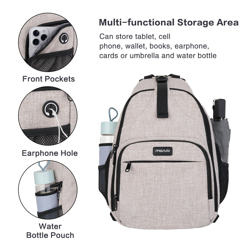 MOSISO Camera Bag Sling Backpack,DSLR/SLR/Mirrorless Photography Camera Case Crossbody Shoulder Bag with Tripod Holder&Rain Cover&Shoulder Straps Compatible with Canon/Nikon/Sony, Khaki