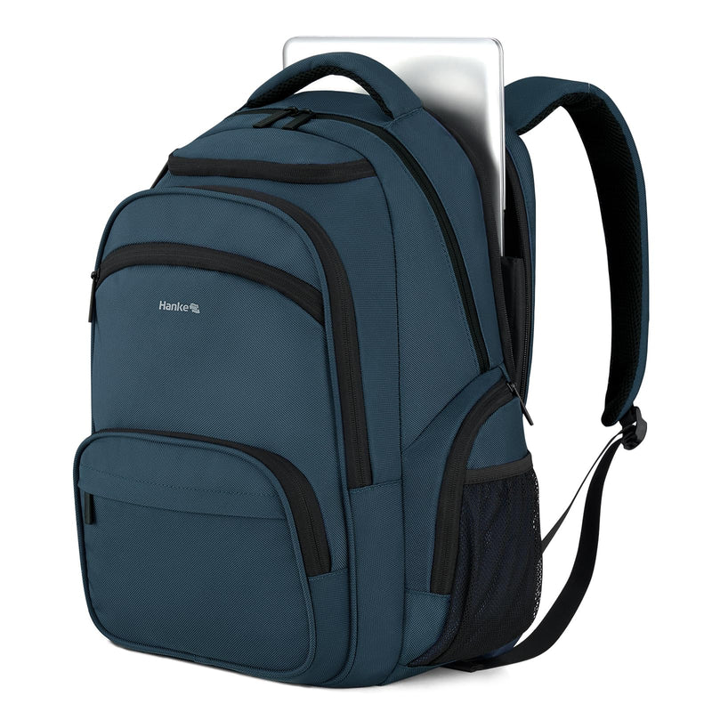 Hanke College Laptop Backpack Multi-Pocket, 18-Inch Large Travel Backpack for Men Women, Water Resistant College Bookbag for 15.6 Inch Laptop, Casual Daily Personal Item Airline Approved,Navy Blue