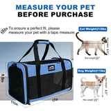 TSA Approved Pet Carrier for Kitten and Puppy, Cat Carrier Soft Fits Pets up to 13 lbs, Dogs Travel Bag with Bowl Foldable, Ideal for Travel, Car Rides, and Vet Visits (Blue, Cat Bowl Set)